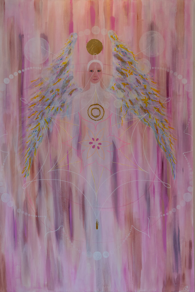 Pink Angel, maleri af Silke Roos